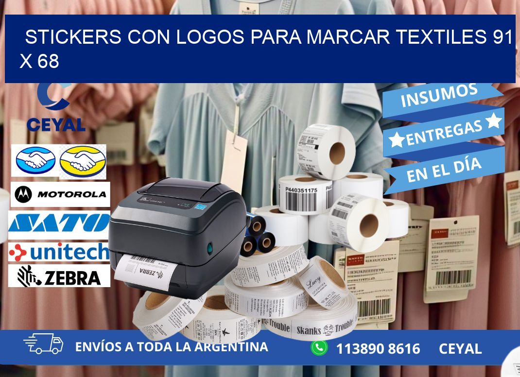 STICKERS CON LOGOS PARA MARCAR TEXTILES 91 x 68