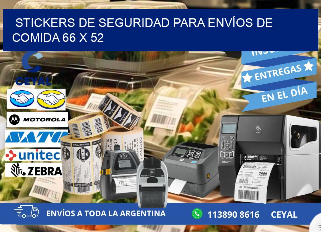 STICKERS DE SEGURIDAD PARA ENVÍOS DE COMIDA 66 x 52