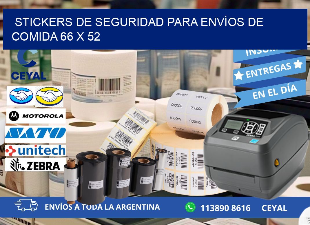 STICKERS DE SEGURIDAD PARA ENVÍOS DE COMIDA 66 x 52