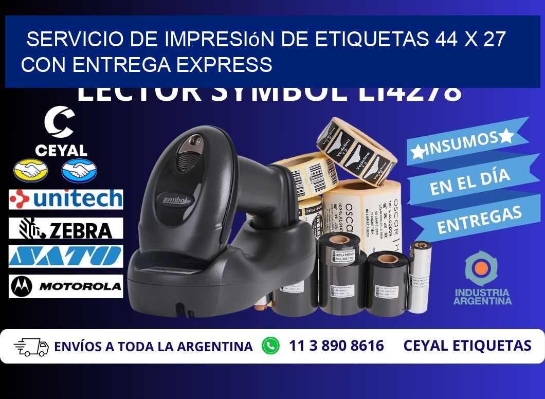 Servicio de Impresión de Etiquetas 44 x 27 con Entrega Express