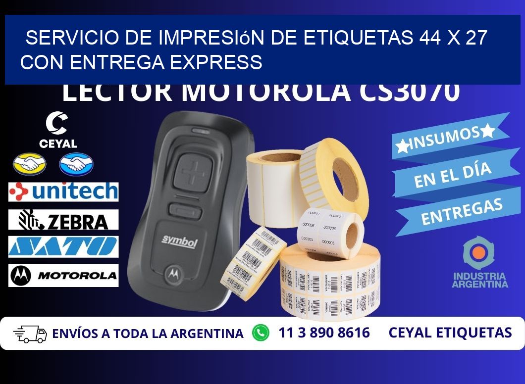 Servicio de Impresión de Etiquetas 44 x 27 con Entrega Express