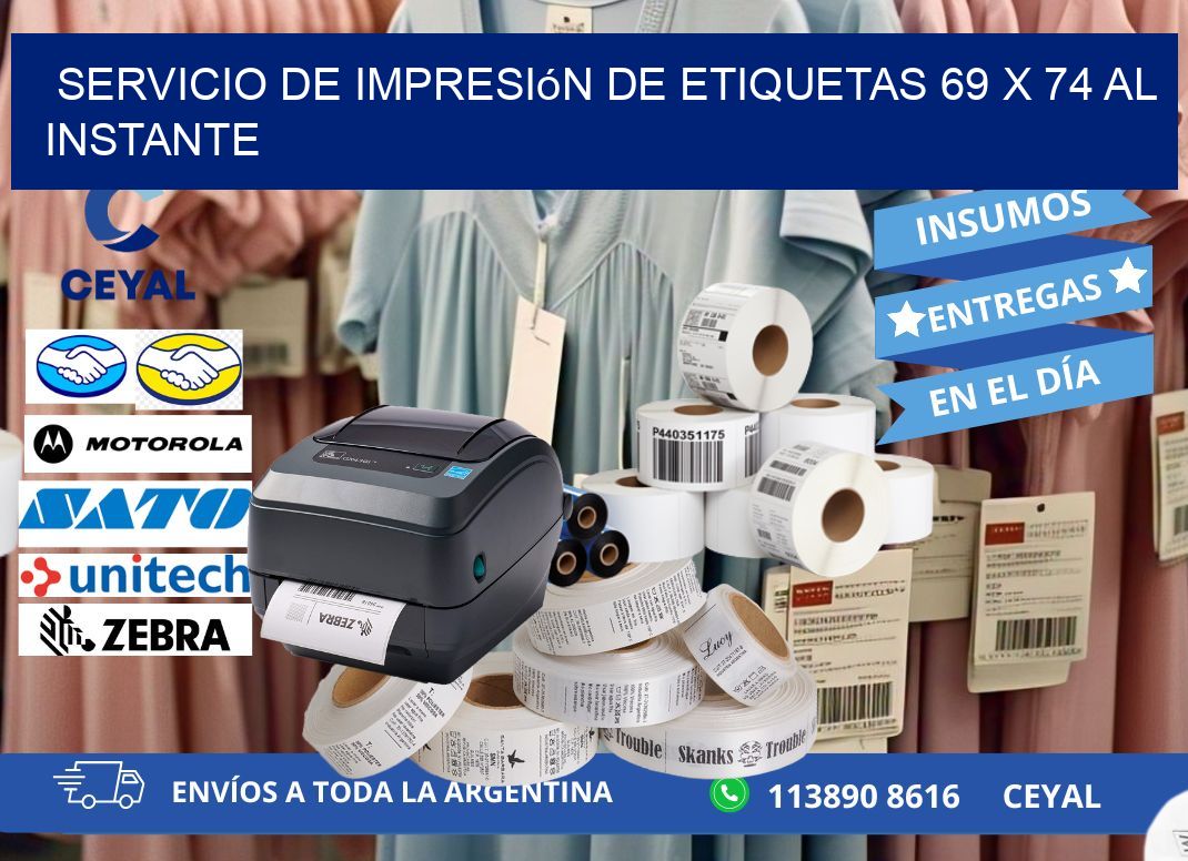 Servicio de Impresión de Etiquetas 69 x 74 al Instante