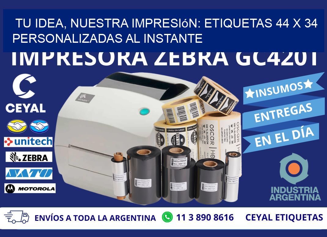 Tu Idea, Nuestra Impresión: Etiquetas 44 x 34 Personalizadas al Instante