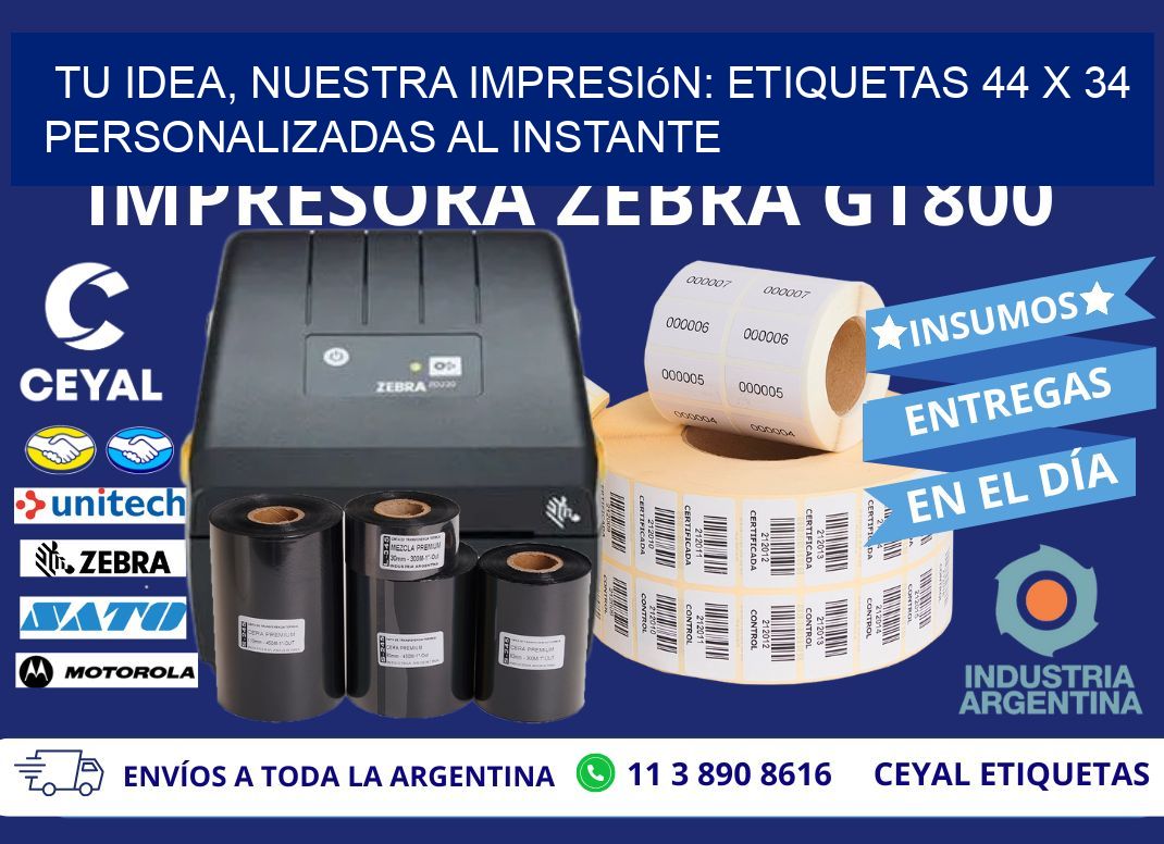 Tu Idea, Nuestra Impresión: Etiquetas 44 x 34 Personalizadas al Instante