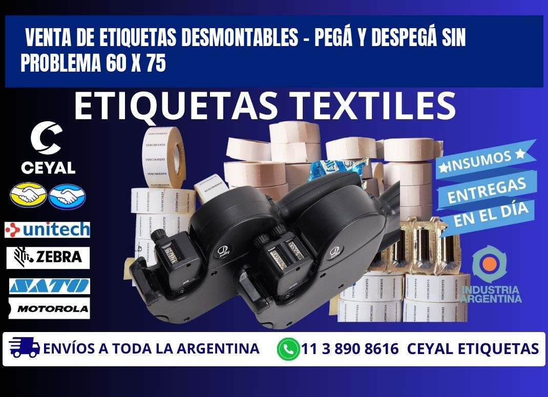 VENTA DE ETIQUETAS DESMONTABLES – PEGÁ Y DESPEGÁ SIN PROBLEMA 60 x 75