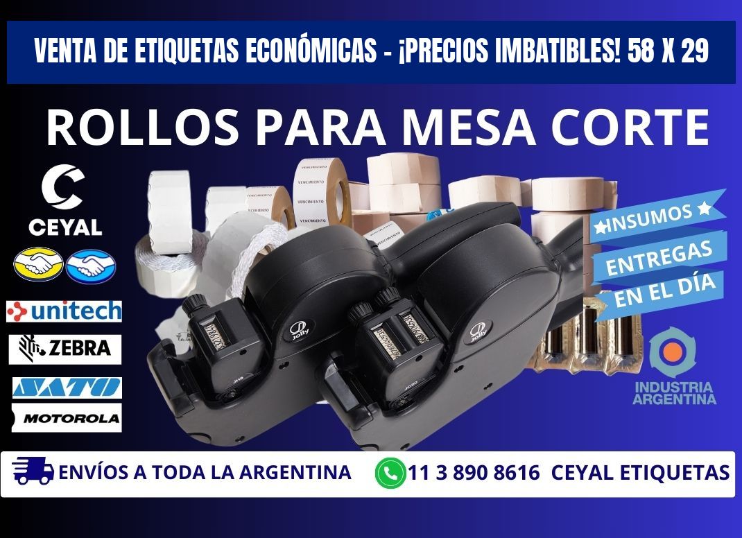 VENTA DE ETIQUETAS ECONÓMICAS – ¡PRECIOS IMBATIBLES! 58 x 29
