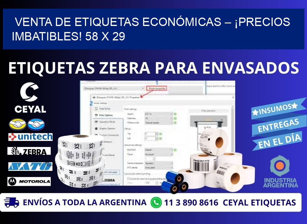 VENTA DE ETIQUETAS ECONÓMICAS – ¡PRECIOS IMBATIBLES! 58 x 29