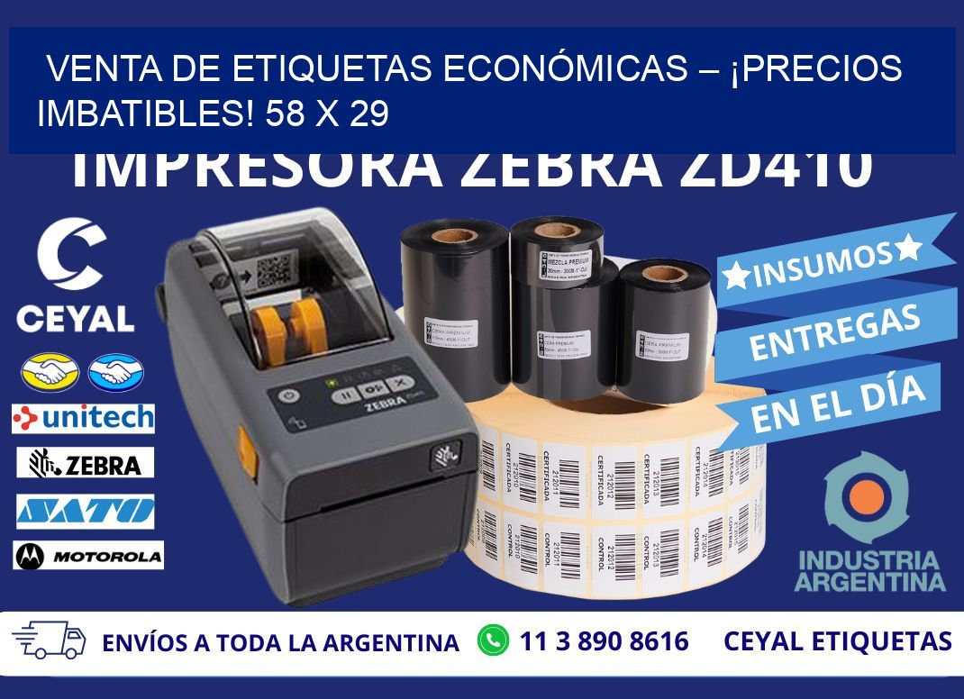 VENTA DE ETIQUETAS ECONÓMICAS – ¡PRECIOS IMBATIBLES! 58 x 29