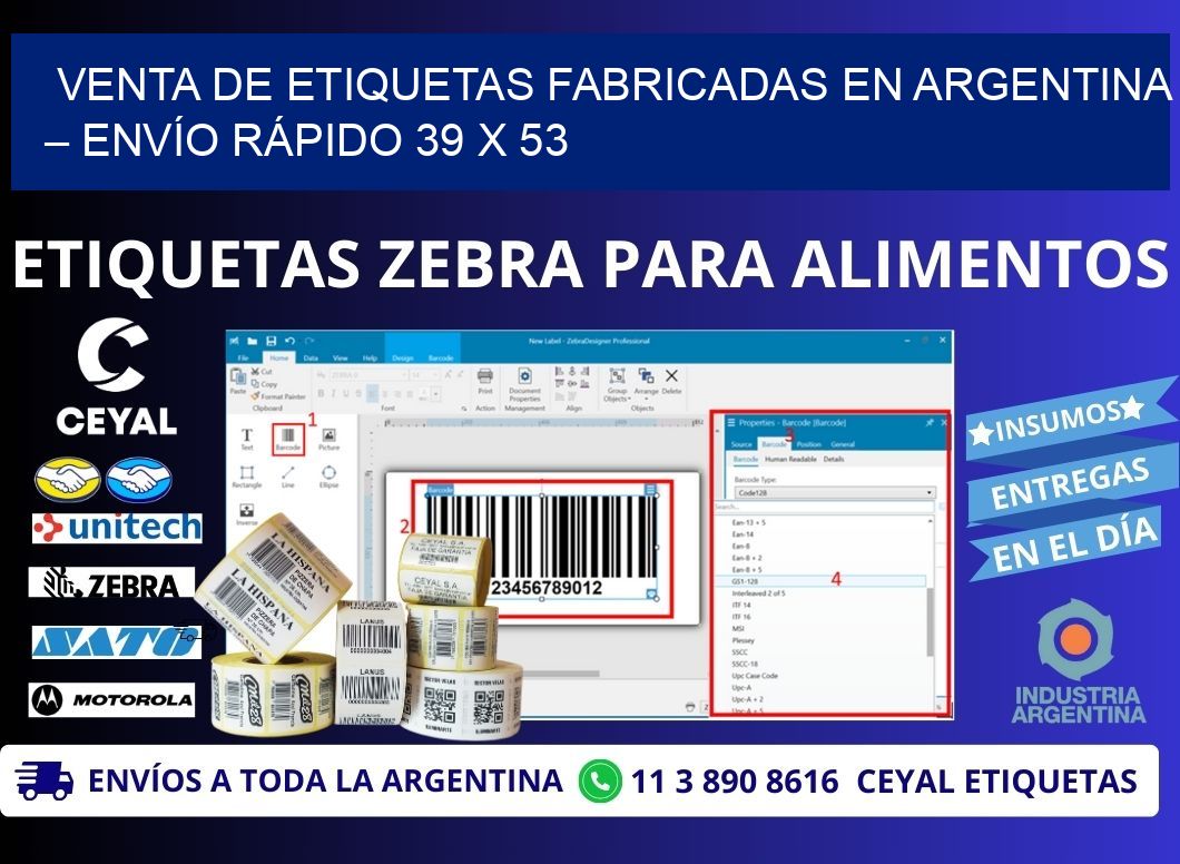 VENTA DE ETIQUETAS FABRICADAS EN ARGENTINA – ENVÍO RÁPIDO 39 x 53