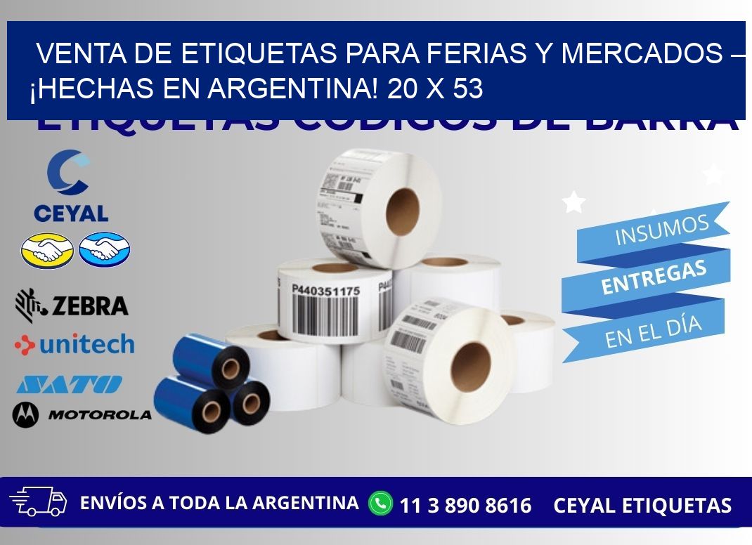 VENTA DE ETIQUETAS PARA FERIAS Y MERCADOS – ¡HECHAS EN ARGENTINA! 20 x 53