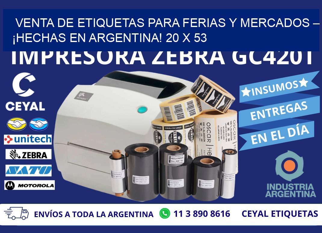 VENTA DE ETIQUETAS PARA FERIAS Y MERCADOS – ¡HECHAS EN ARGENTINA! 20 x 53