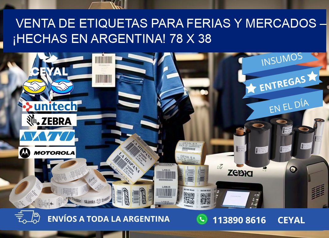 VENTA DE ETIQUETAS PARA FERIAS Y MERCADOS – ¡HECHAS EN ARGENTINA! 78 x 38