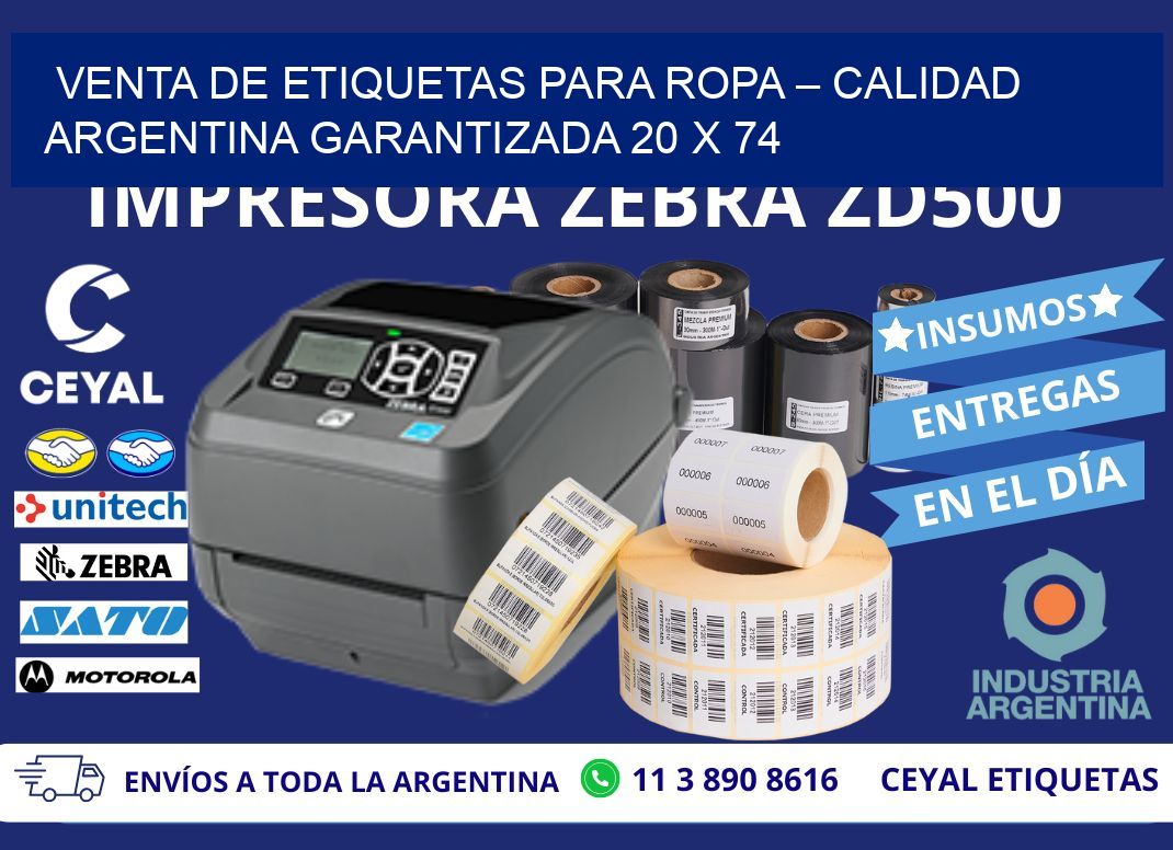 VENTA DE ETIQUETAS PARA ROPA – CALIDAD ARGENTINA GARANTIZADA 20 x 74