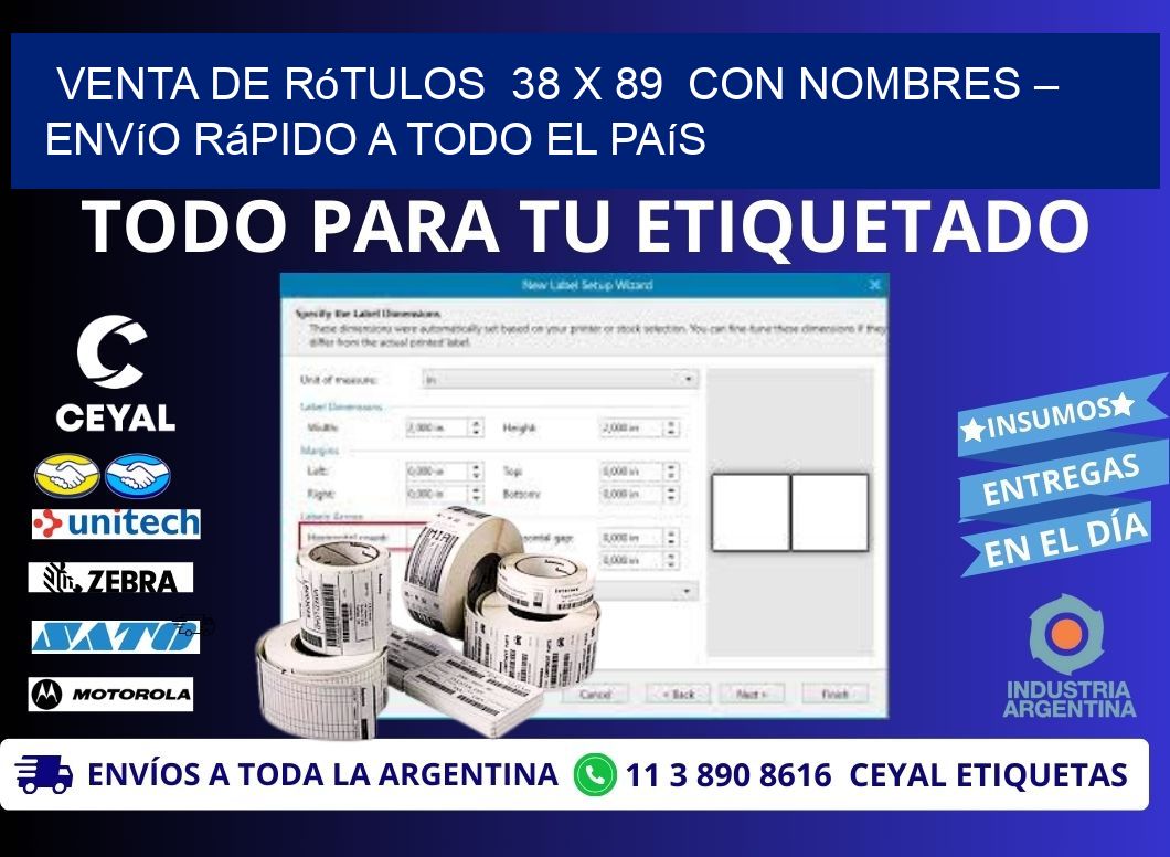 Venta de Rótulos  38 x 89  con Nombres – Envío Rápido a Todo el País