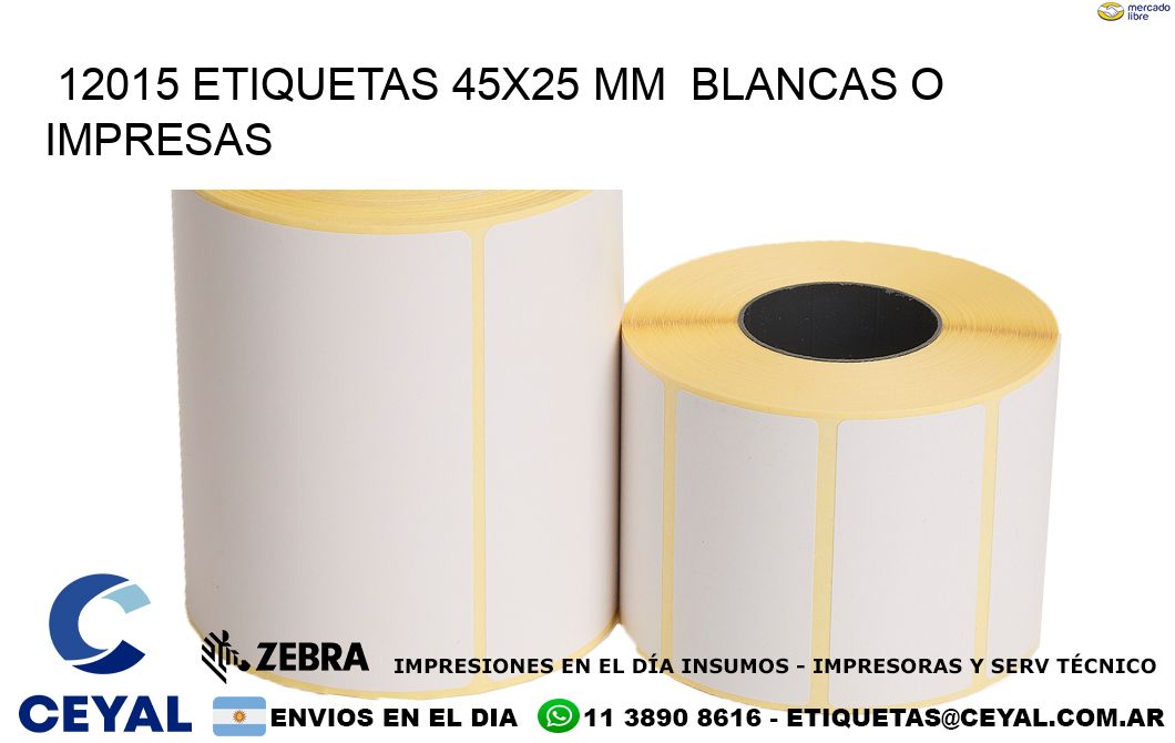 12015 ETIQUETAS 45x25 mm  BLANCAS O IMPRESAS