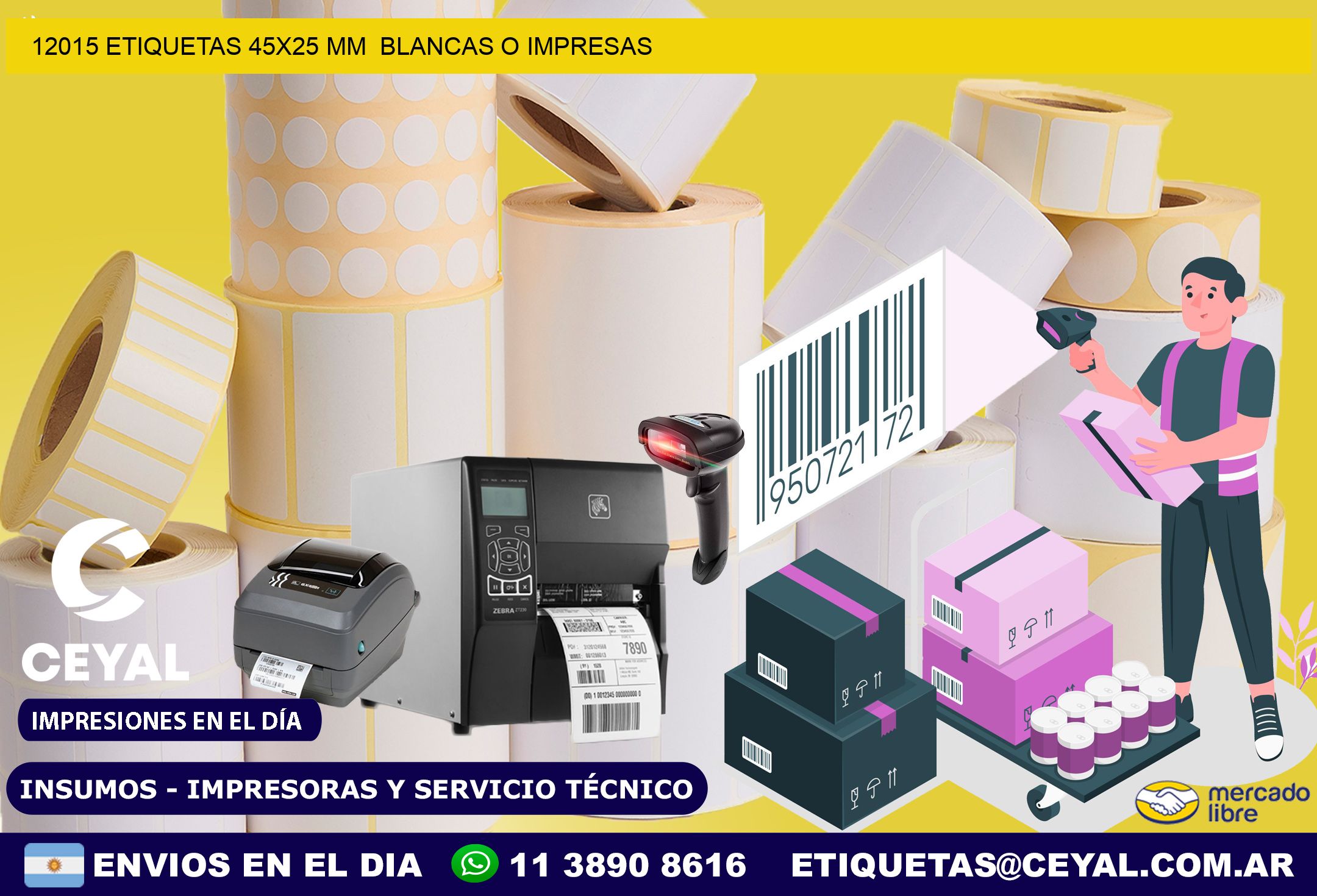 12015 ETIQUETAS 45×25 mm  BLANCAS O IMPRESAS