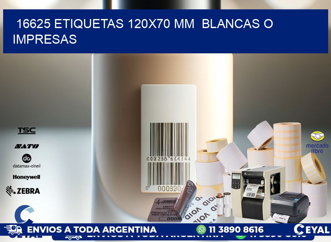 16625 ETIQUETAS 120×70 mm  BLANCAS O IMPRESAS