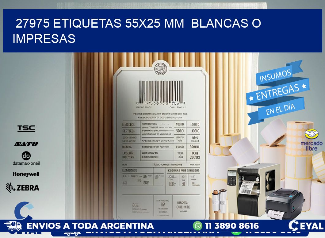 27975 ETIQUETAS 55x25 mm  BLANCAS O IMPRESAS