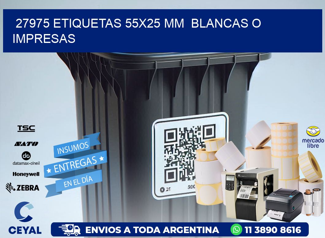 27975 ETIQUETAS 55x25 mm  BLANCAS O IMPRESAS