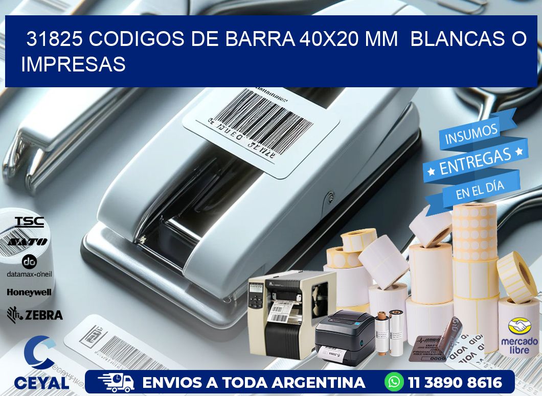 31825 CODIGOS DE BARRA 40x20 mm  BLANCAS O IMPRESAS