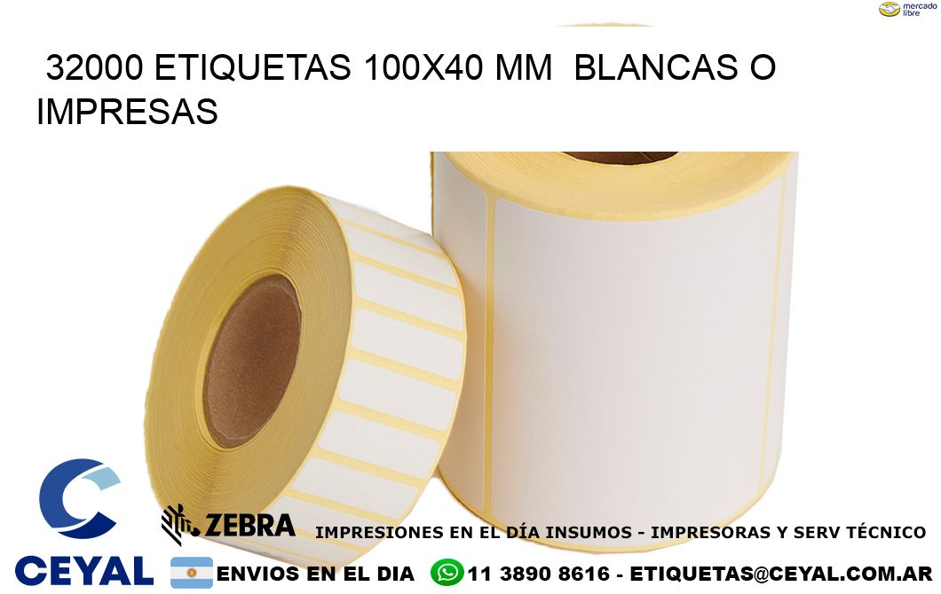 32000 ETIQUETAS 100x40 mm  BLANCAS O IMPRESAS