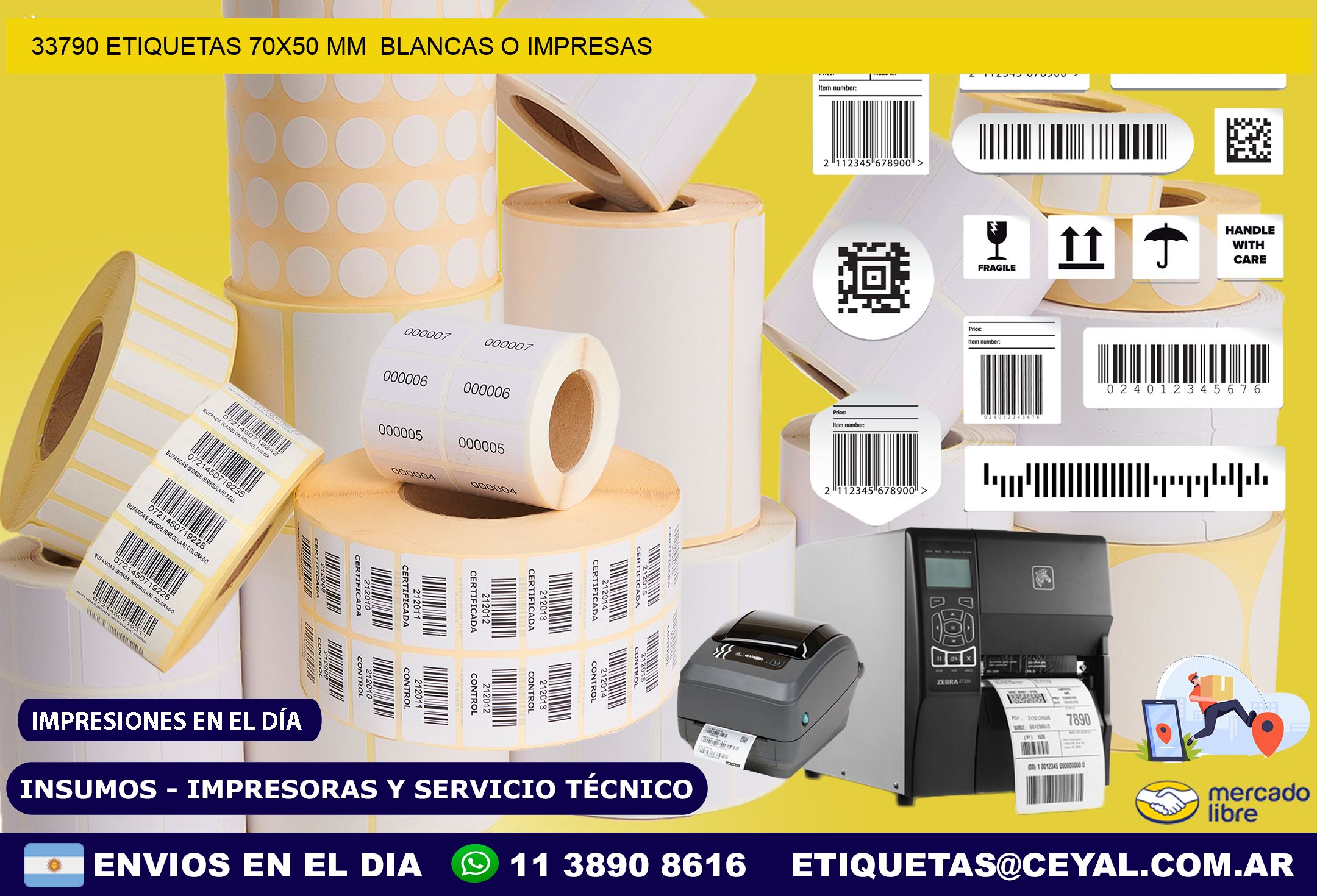 33790 ETIQUETAS 70×50 mm  BLANCAS O IMPRESAS