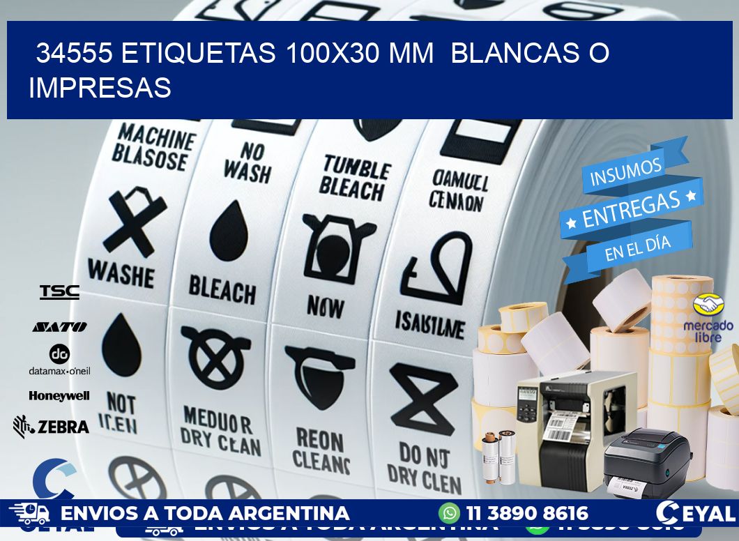 34555 ETIQUETAS 100x30 mm  BLANCAS O IMPRESAS