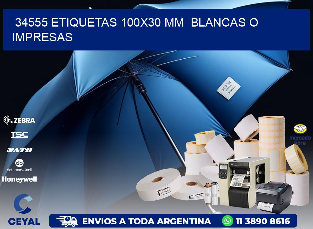 34555 ETIQUETAS 100x30 mm  BLANCAS O IMPRESAS