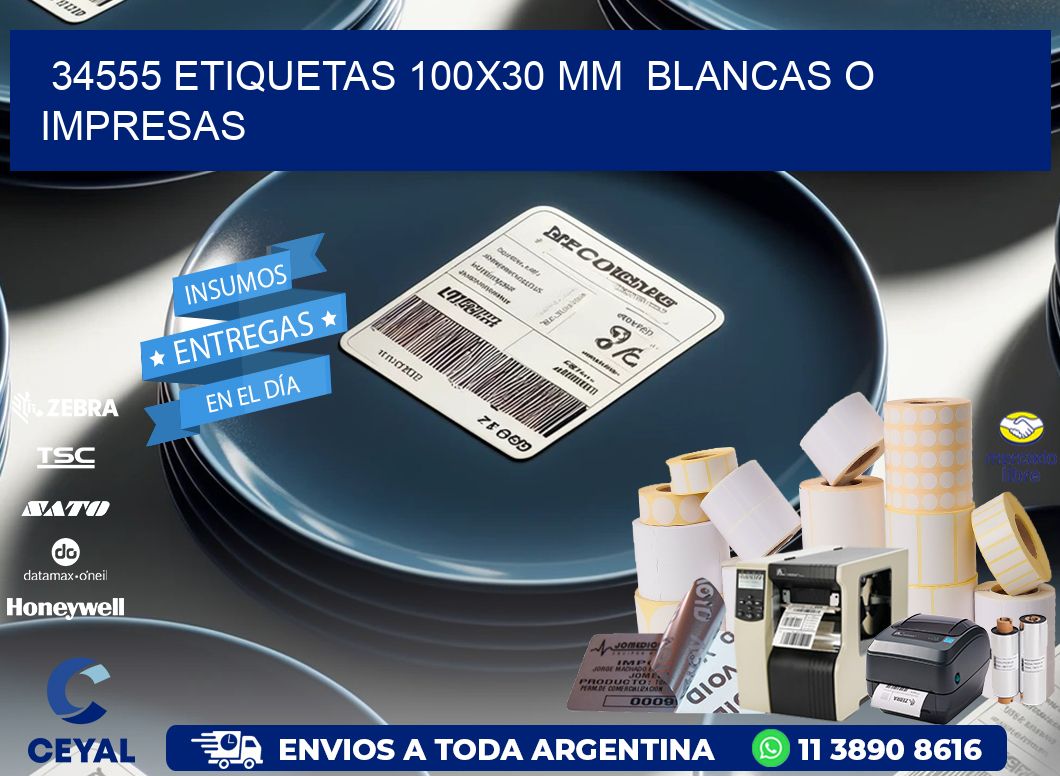 34555 ETIQUETAS 100x30 mm  BLANCAS O IMPRESAS