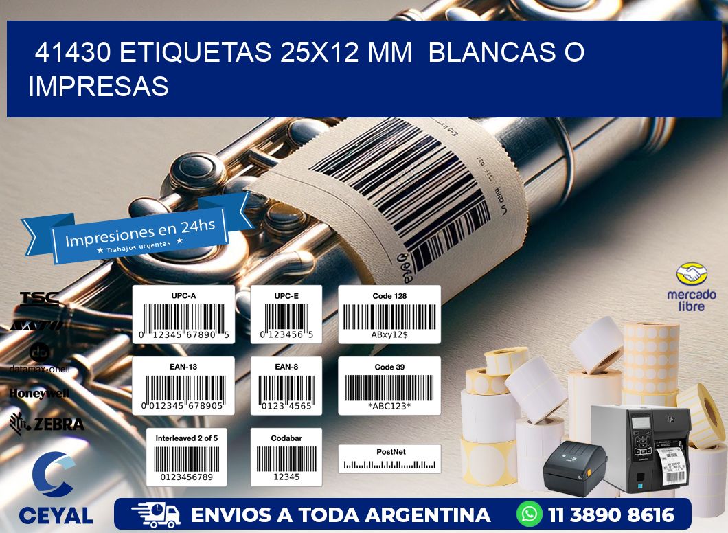 41430 ETIQUETAS 25x12 mm  BLANCAS O IMPRESAS