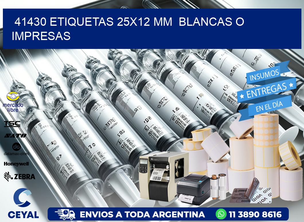 41430 ETIQUETAS 25×12 mm  BLANCAS O IMPRESAS