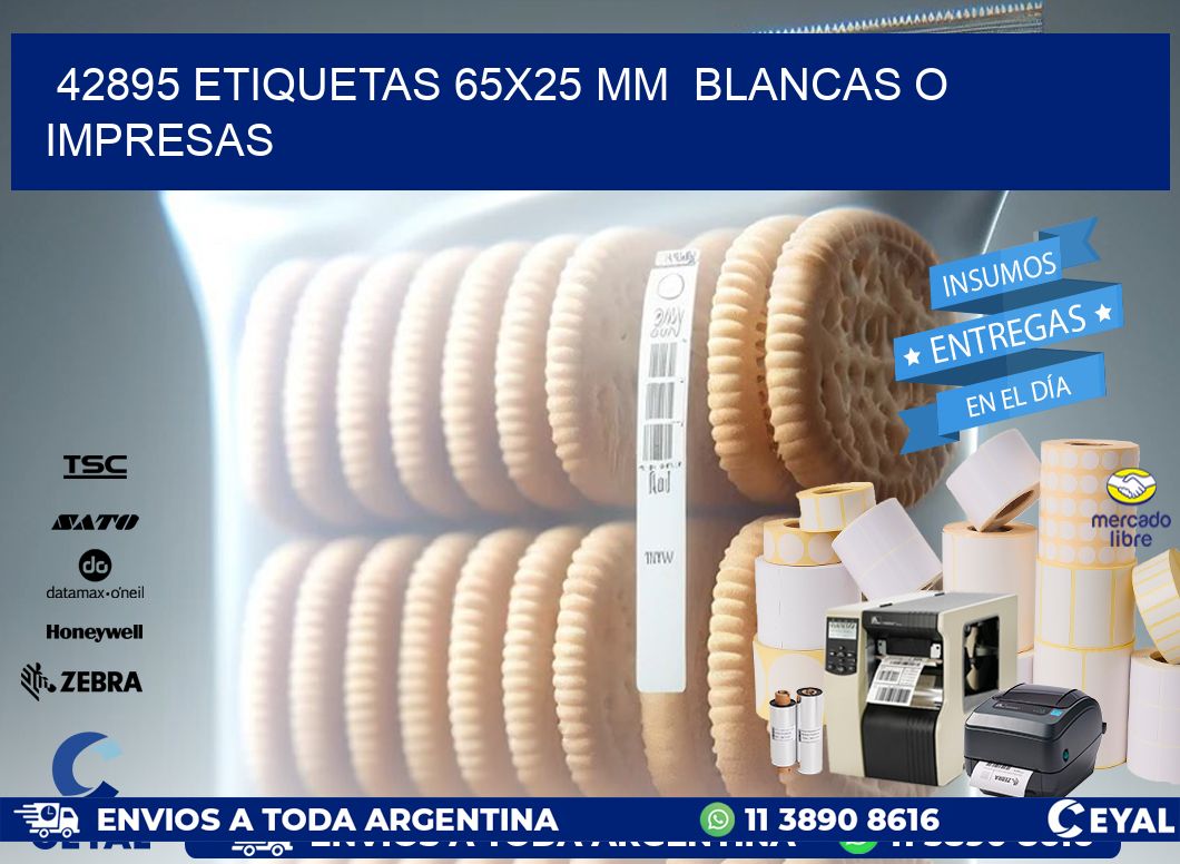 42895 ETIQUETAS 65x25 mm  BLANCAS O IMPRESAS