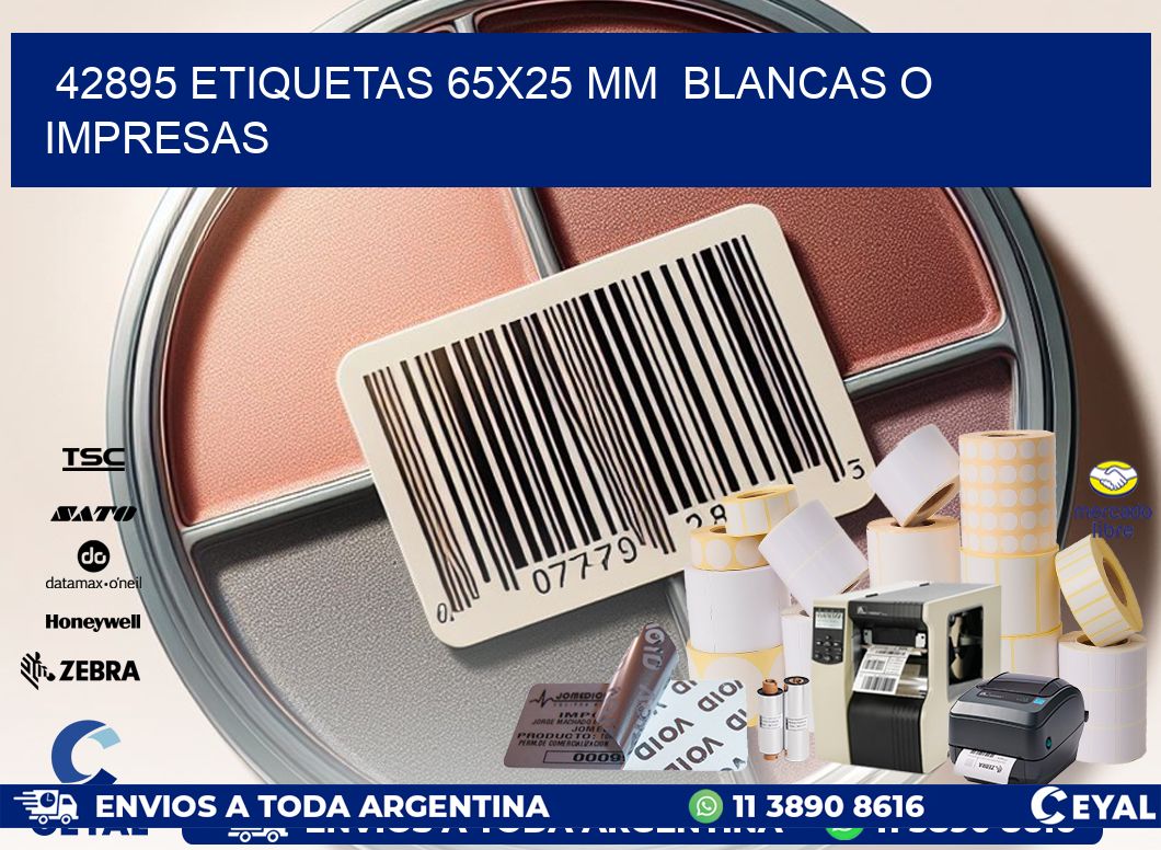 42895 ETIQUETAS 65×25 mm  BLANCAS O IMPRESAS