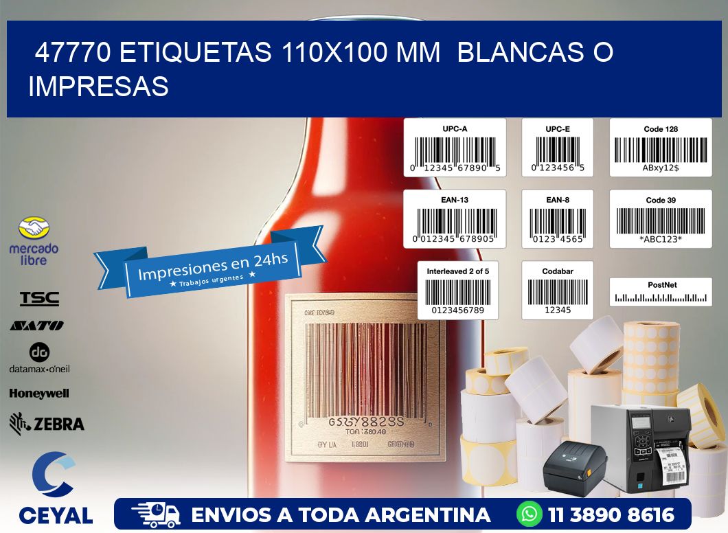 47770 ETIQUETAS 110x100 mm  BLANCAS O IMPRESAS