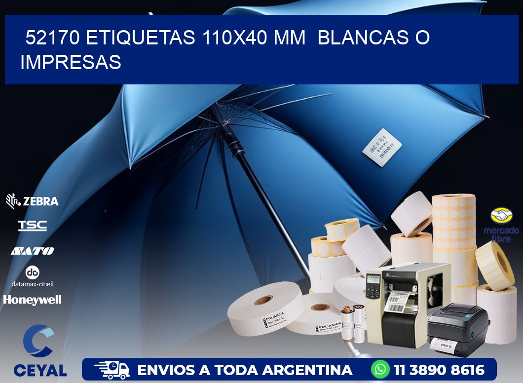 52170 ETIQUETAS 110x40 mm  BLANCAS O IMPRESAS