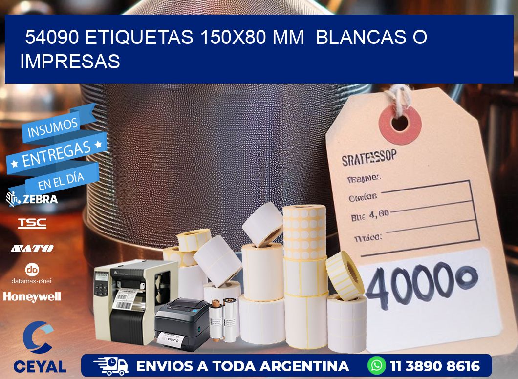 54090 ETIQUETAS 150x80 mm  BLANCAS O IMPRESAS