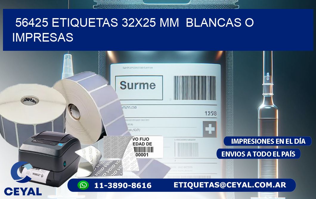 56425 ETIQUETAS 32x25 mm  BLANCAS O IMPRESAS
