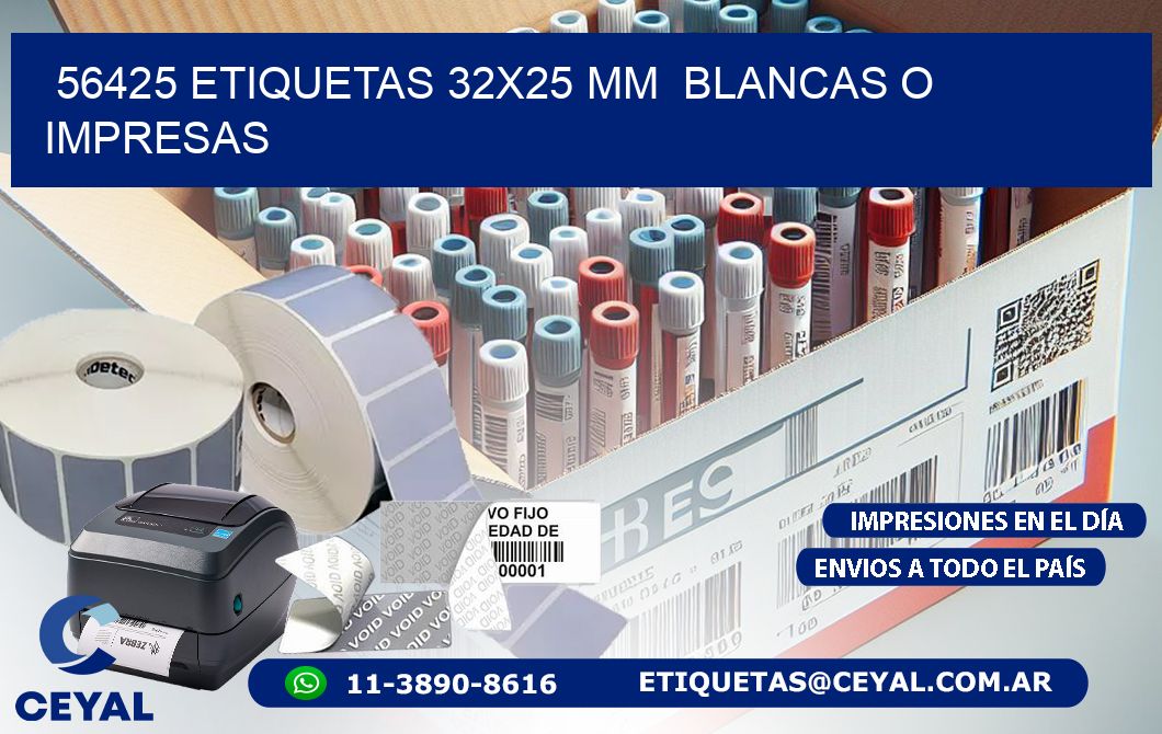 56425 ETIQUETAS 32x25 mm  BLANCAS O IMPRESAS