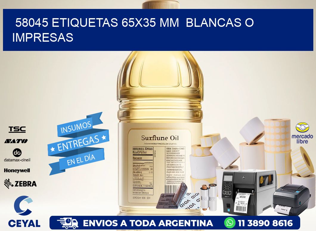 58045 ETIQUETAS 65x35 mm  BLANCAS O IMPRESAS