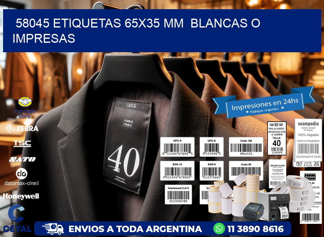 58045 ETIQUETAS 65x35 mm  BLANCAS O IMPRESAS