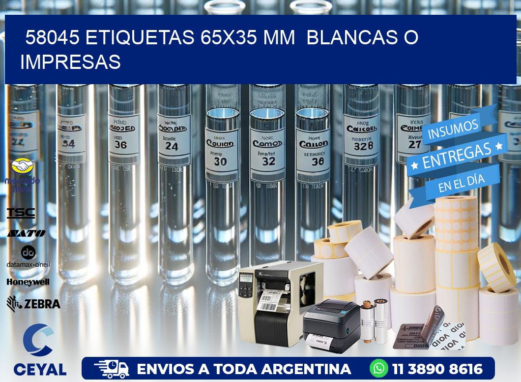 58045 ETIQUETAS 65×35 mm  BLANCAS O IMPRESAS