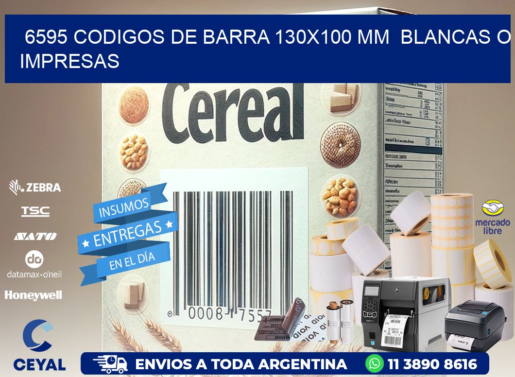 6595 CODIGOS DE BARRA 130x100 mm  BLANCAS O IMPRESAS