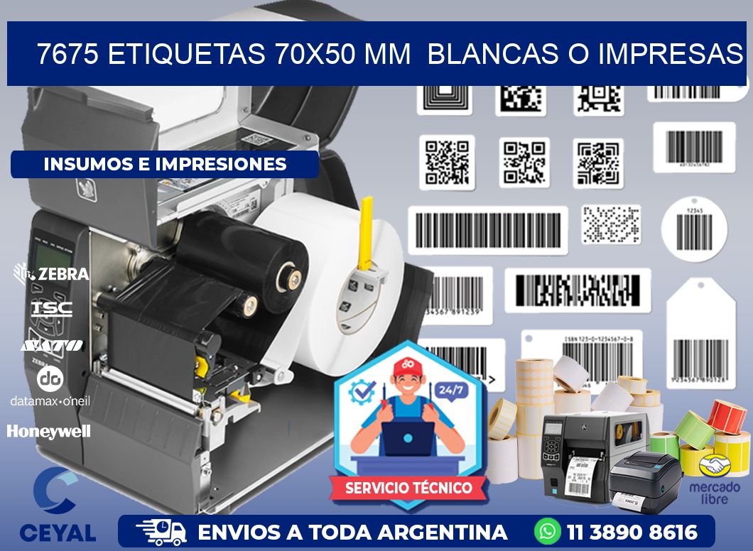 7675 ETIQUETAS 70x50 mm  BLANCAS O IMPRESAS