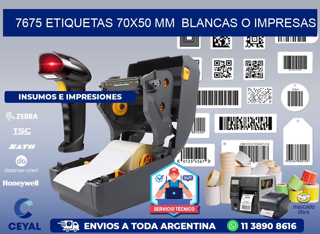 7675 ETIQUETAS 70x50 mm  BLANCAS O IMPRESAS