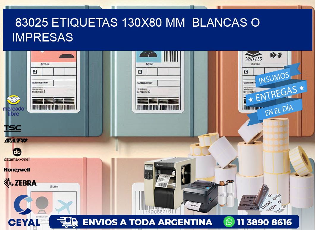 83025 ETIQUETAS 130x80 mm  BLANCAS O IMPRESAS