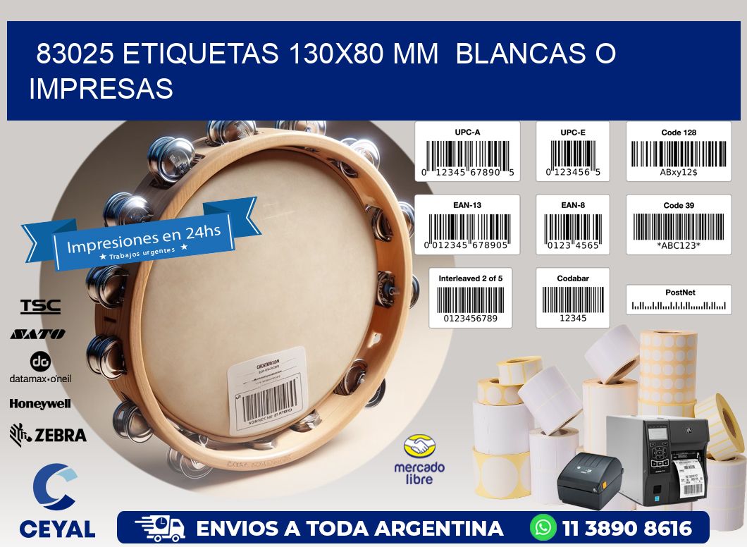 83025 ETIQUETAS 130x80 mm  BLANCAS O IMPRESAS