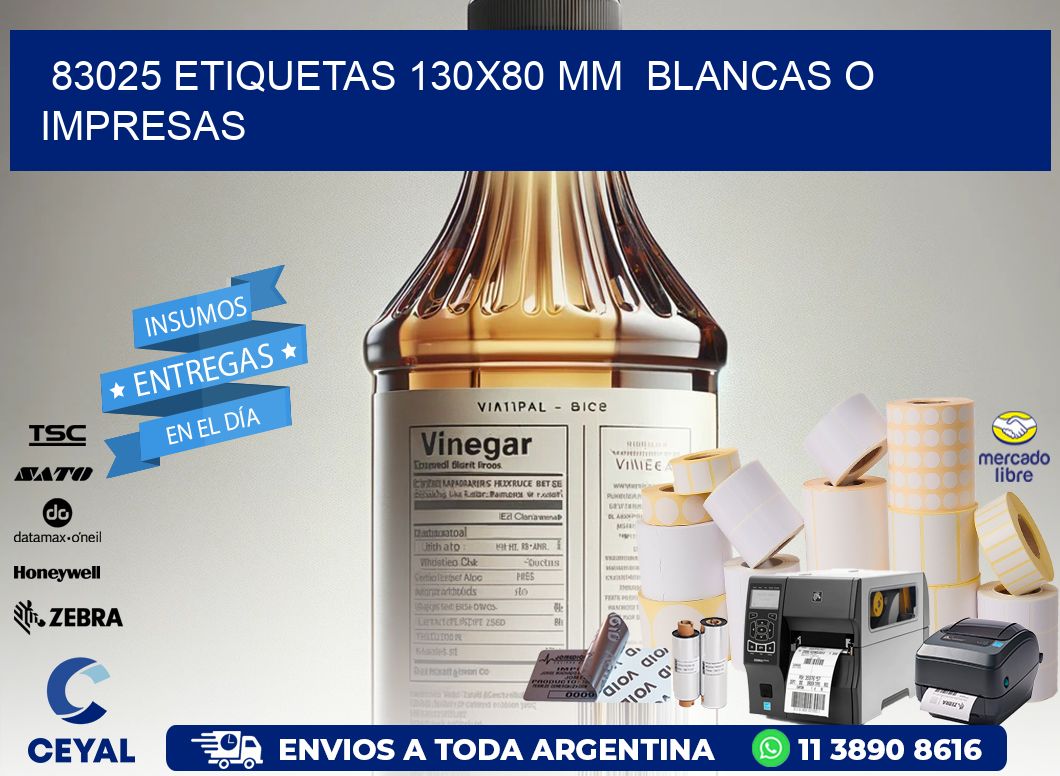 83025 ETIQUETAS 130x80 mm  BLANCAS O IMPRESAS