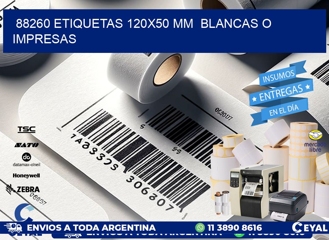 88260 ETIQUETAS 120x50 mm  BLANCAS O IMPRESAS