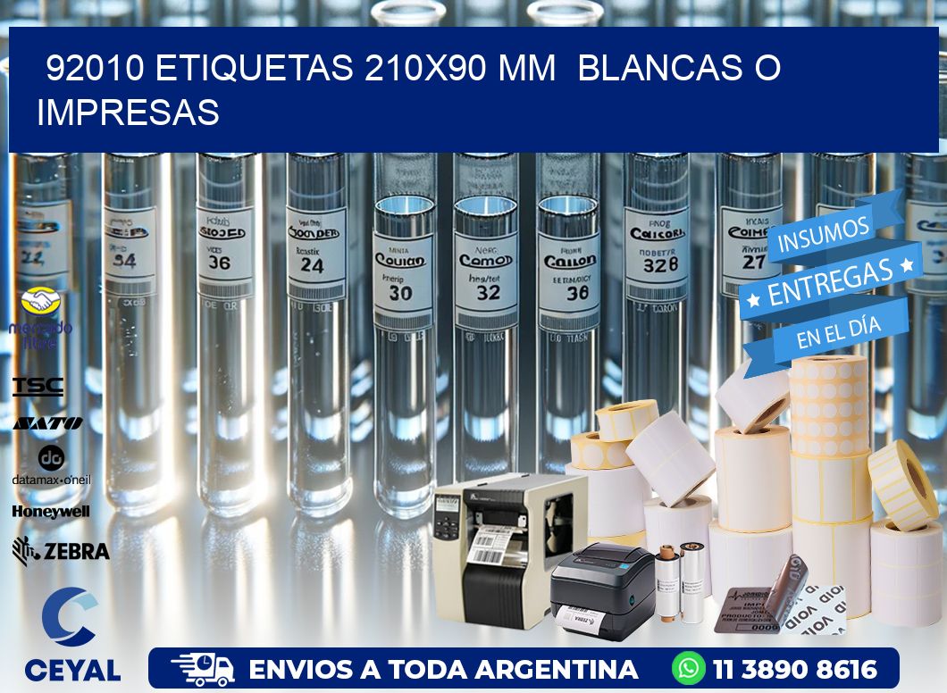 92010 ETIQUETAS 210×90 mm  BLANCAS O IMPRESAS