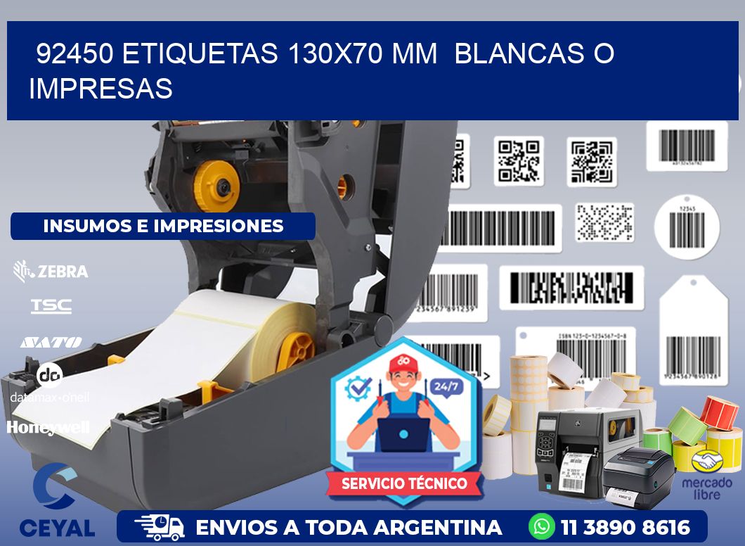 92450 ETIQUETAS 130x70 mm  BLANCAS O IMPRESAS